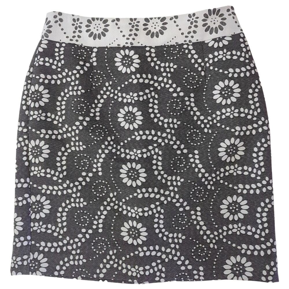 Banana Republic Gray & White Floral Dots Pencil Skirt Lined Women's petite sze 0